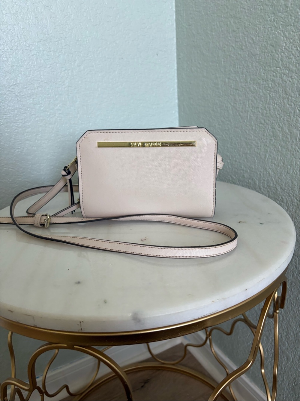 Steve Madden Pale Pink Crossbody Bag with Gold Accent